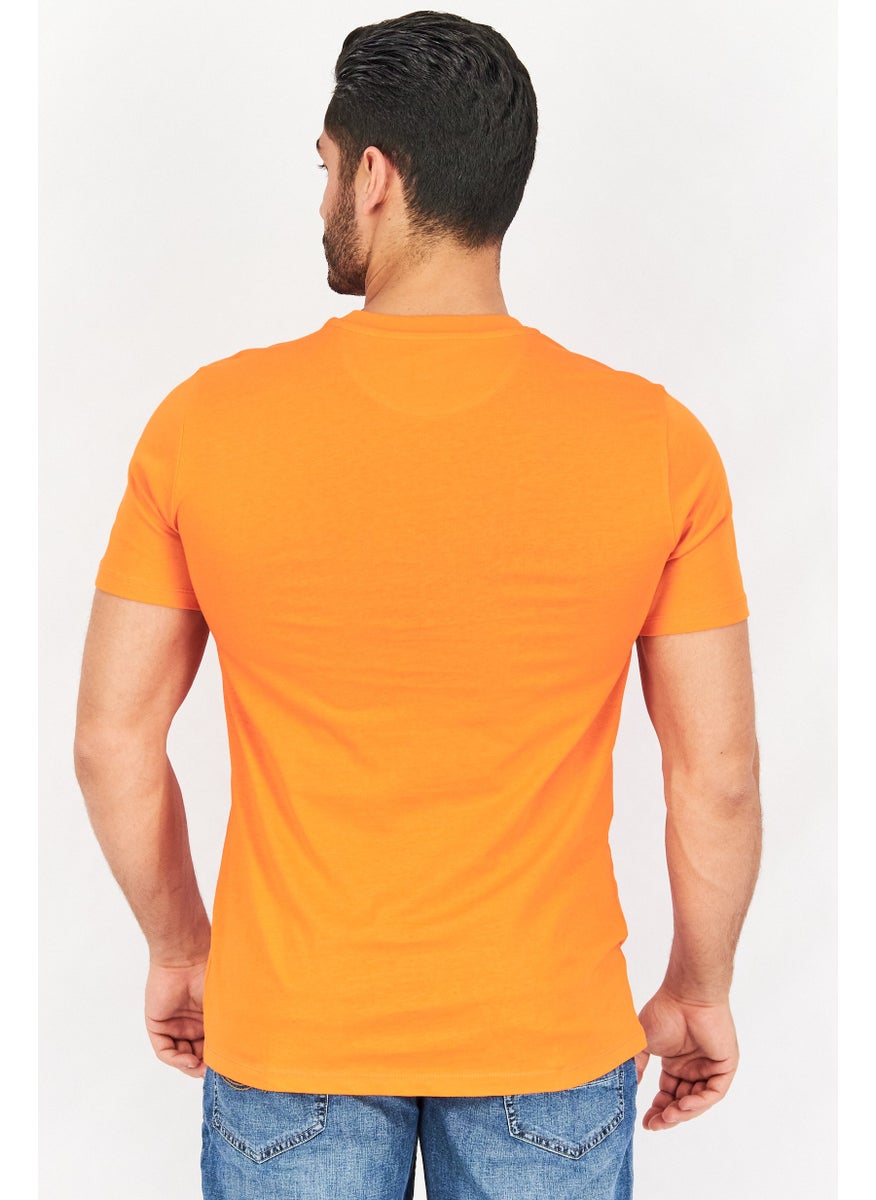 LAMBORGHINI Men Crew Neck Short Sleeves Embossed Graphic T-Shirt, Orange  - Image 2