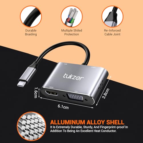 Tukzer 4-in-1 Type-C Hub to HDMI 4K@30Hz, VGA 1080P@60Hz, USB 3.0 Data, 100W PD, MultiPort Adapter Compatible with MacBook Pro Air iPad, Dell, Samsung Galaxy & Other Type-C Device - Image 4
