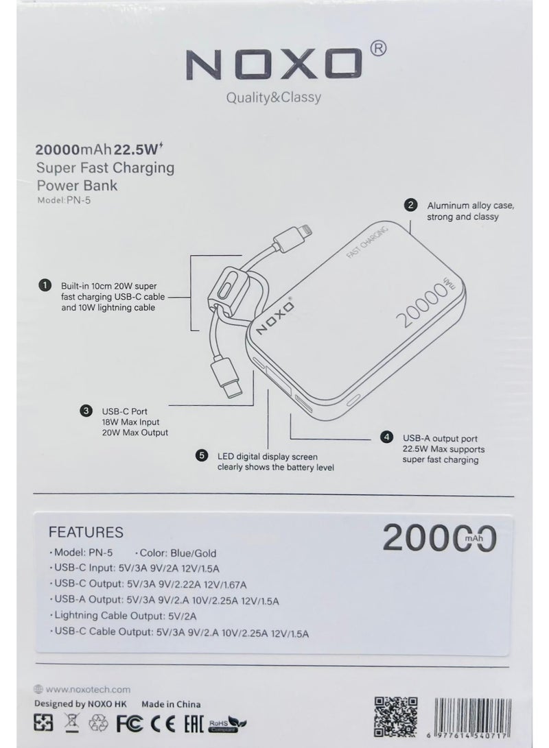 NOXO POWER BANK 20000MAH 22.5W SUPER FAST CHARGING - Image 1