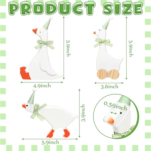 Leinuosen 3 Set One Silly Goose Birthday Decorations 6 Inch Silly Goose Birthday Table Centerpiece Funny 1st Party Supplies Wooden Geese Push Pull Figurine Shelf Table Decor for Baby ShowerGreen - Image 5