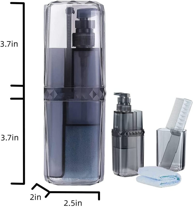 ZSIGNS Travel Case, 7 in 1 Toothbrush Covers, Portable Cup, Business Trips Wash Cup Holder Organizer With Towel, Comb, Sub-bottling for Traveling, Camping, School - Image 3