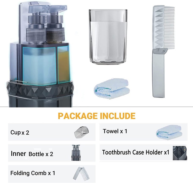 ZSIGNS Travel Case, 7 in 1 Toothbrush Covers, Portable Cup, Business Trips Wash Cup Holder Organizer With Towel, Comb, Sub-bottling for Traveling, Camping, School - Image 4
