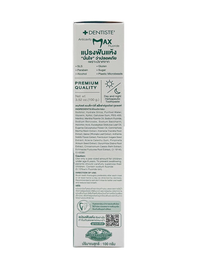 DENTISTE Anticavity Max Fluoride Plus White Toothpaste No Rinse Formula 100G - Image 5