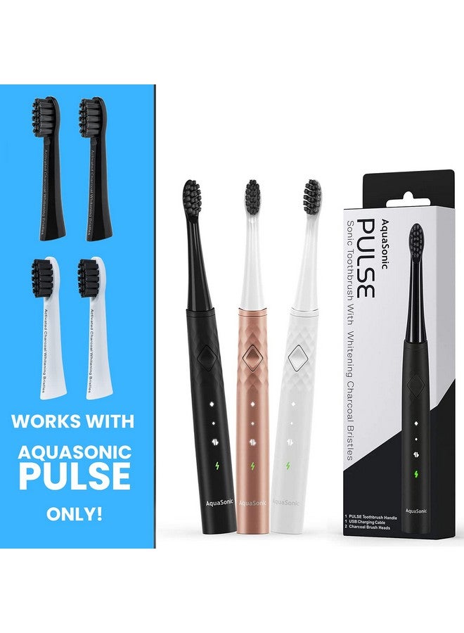 Aquasonic Pulse Activated Charcoal Replacement Brush Heads Ultra Whitening Brush Heads 2X Whitening & Stain Remover Compatible Only With Aquasonic Pulse 2 Pack (Black) - Image 5