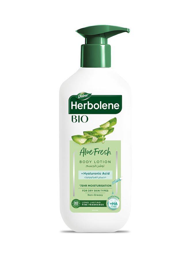 Dabur Herbolene Aloe Fresh Body Lotion for Dry Skin - 400ml | 72H Moisture Care | Enriched with Hyaluronic Acid | 30H Long Lasting Fine Fragrance | Non-Greasy