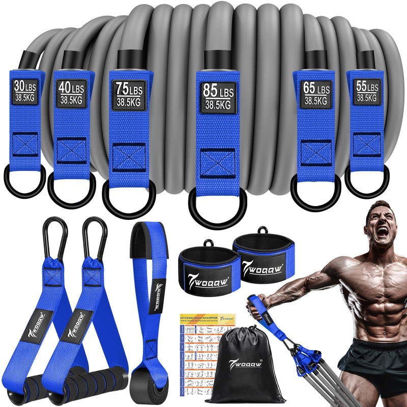 WOQQW Heavy Resistance Bands for Working Out, 350lbs/450lbs Exercise Bands with Handles, Workout Bands Set for Men, Fitness Weight Bands for Muscle Strength Training,Stretching,Slim,Home Gym Equipment - Image 1
