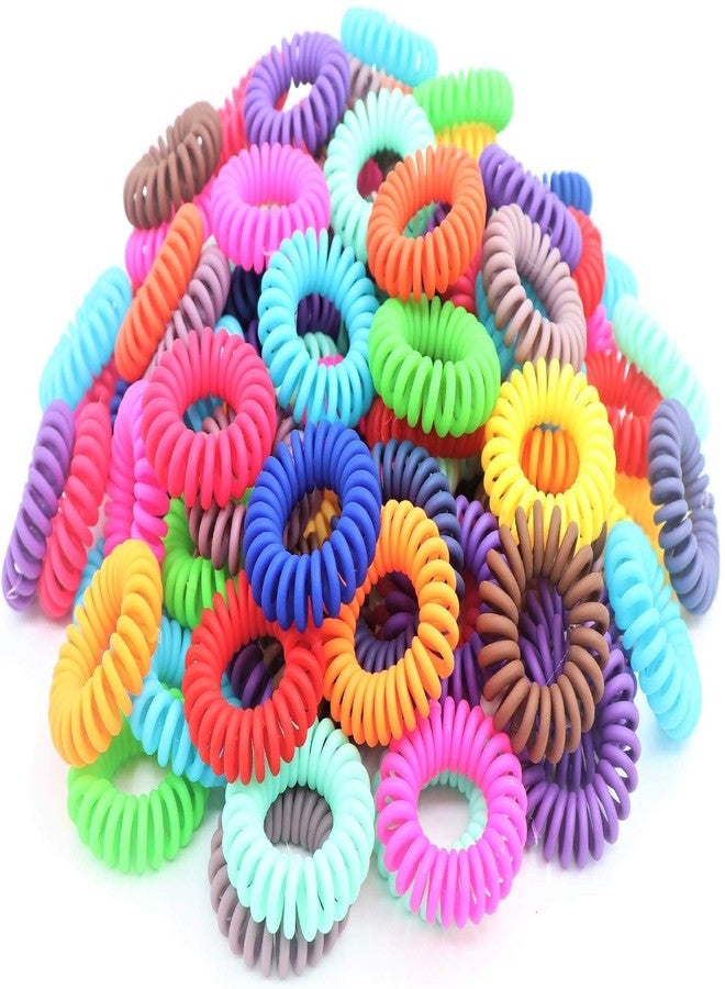 79STYLE 50Pcs Spiral Hair Ties Matte No Crease Coil Hair Ties Colorful Bulk Hair Coils Telephone Phone Cord Coil Plastic Ponytail Holder For Girls Women (Candy -Small Szie) - Image 2