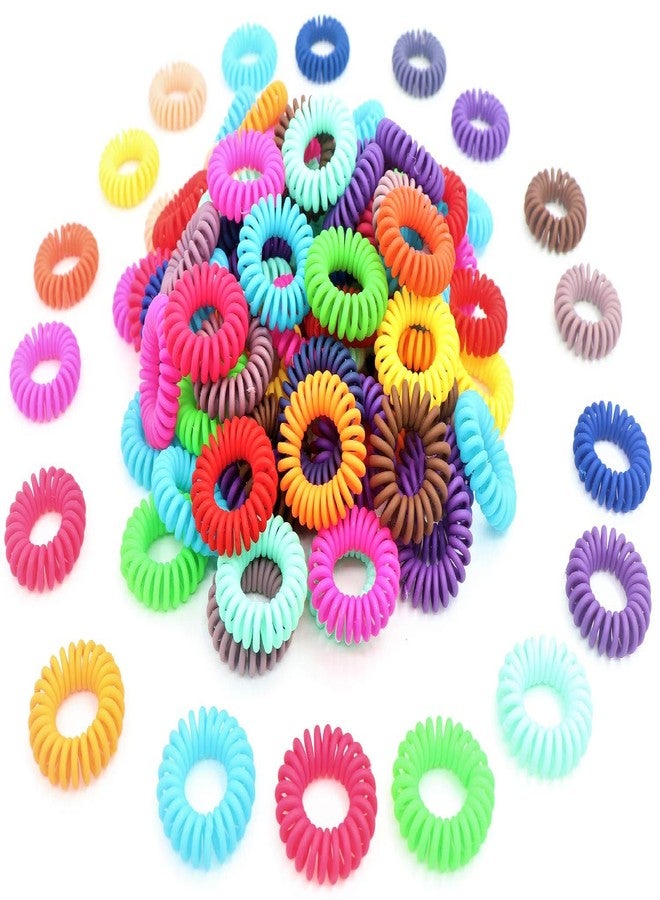 79STYLE 50Pcs Spiral Hair Ties Matte No Crease Coil Hair Ties Colorful Bulk Hair Coils Telephone Phone Cord Coil Plastic Ponytail Holder For Girls Women (Candy -Small Szie) - Image 3