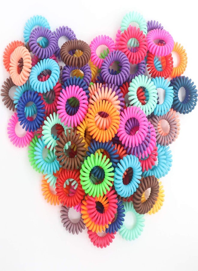 79STYLE 50Pcs Spiral Hair Ties Matte No Crease Coil Hair Ties Colorful Bulk Hair Coils Telephone Phone Cord Coil Plastic Ponytail Holder For Girls Women (Candy -Small Szie) - Image 4
