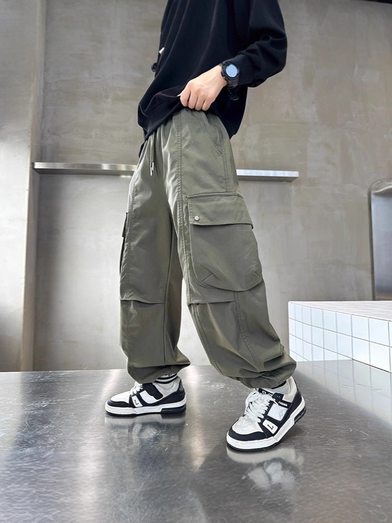 Boys' Pants 2025, Trendy And Stylish Casual Long Pants For Older Children, Children'S Autumn Cargo Pants, Versatile Army Green - Image 3