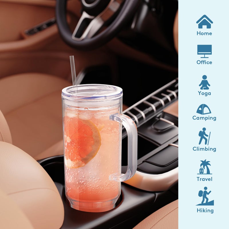 MEWAY 40 oz Acrylic Tumbler with Handle and Straw Lidï¼ŒDouble Wall Vacuum Reusable plastic Water Bottle Travel Mug Cupï¼ŒClassic Tumblers Cupholder Friendly (2 Pack) - Image 5