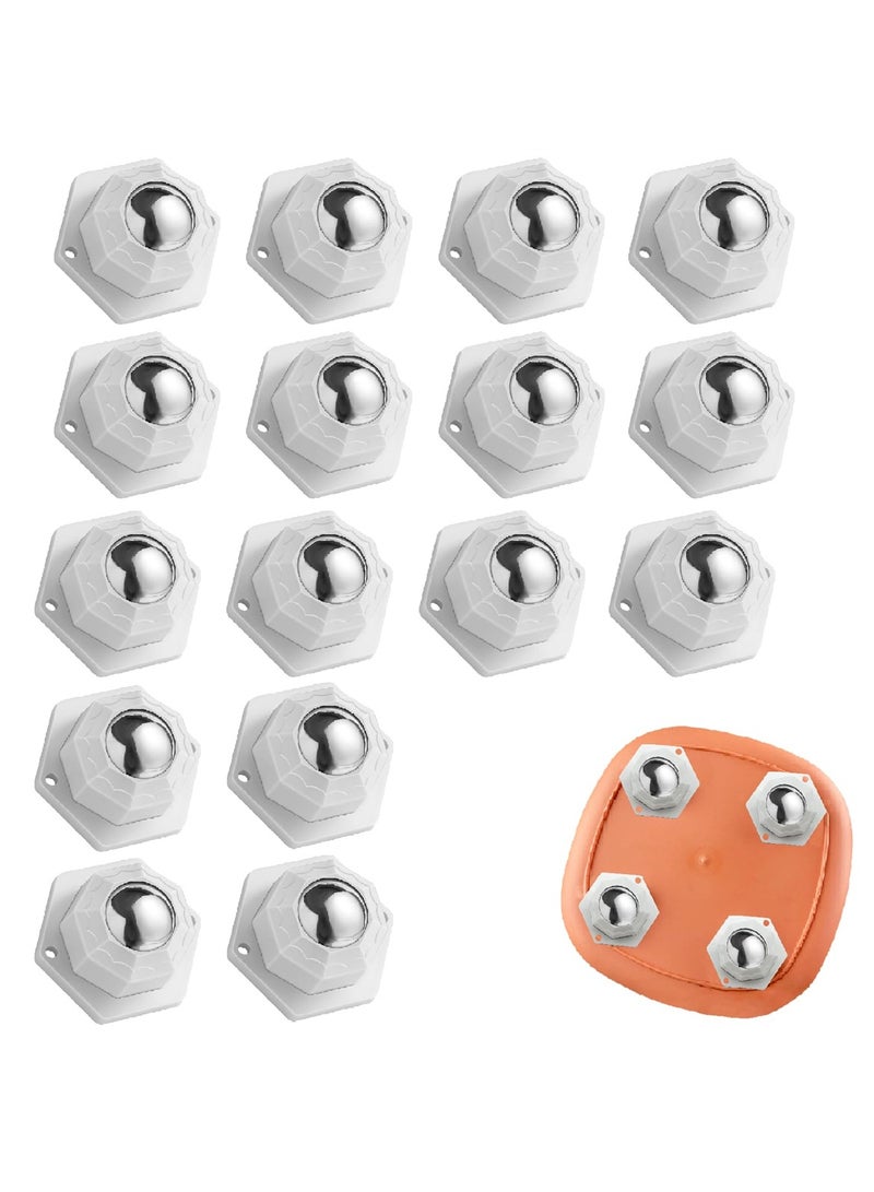 SYOSI Mini Caster Wheels for Small Appliances, 360° Rotation Self Adhesive Stainless Steel Rollers, Universal Wheels for Trash Can, Storage Bins, Bottom Roller Stand, Furniture ,16 PCS, White  - Image 1