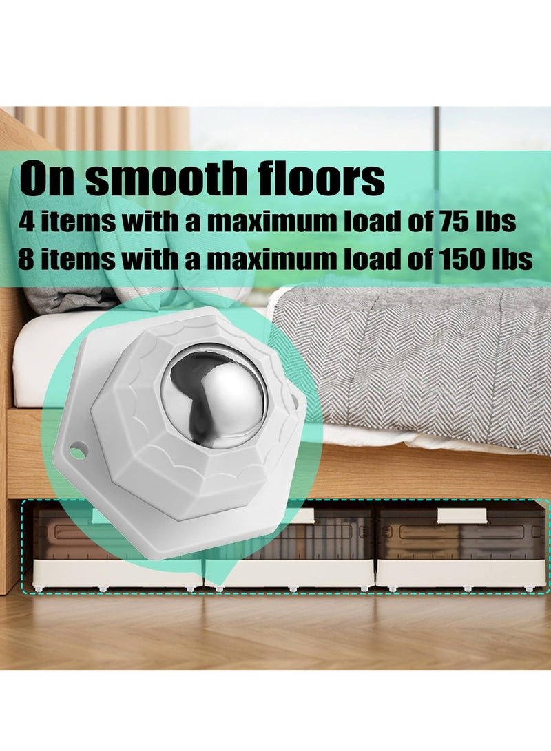 SYOSI Mini Caster Wheels for Small Appliances, 360° Rotation Self Adhesive Stainless Steel Rollers, Universal Wheels for Trash Can, Storage Bins, Bottom Roller Stand, Furniture ,16 PCS, White  - Image 2