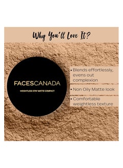 Faces Canada FACES CANADA Weightless Stay Matte Finish Compact Powder - Natural, 9 g | Non Oily Matte Look | Evens Out Complexion | Hides Imperfections | Blends Effortlessly | Pressed Powder For All Skin Types  - Image 3