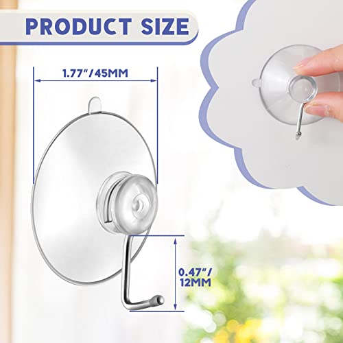 Unittype 120 Pieces Suction Cup Wall Hooks PVC Reusable Clear Suction Cups with Metal Hooks Practical Hanging Supplies Without Nails for Wall Door Glass Window Kitchen Bathroom Shower 45 mm - Image 3