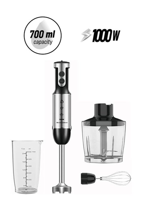 Blender Smart Stick 1000W 12 Speed stick and Turbo Mode Immersion Blender Heavy Duty Copper Motor Titanium Steel Blades Ergonomic Handle Whisk