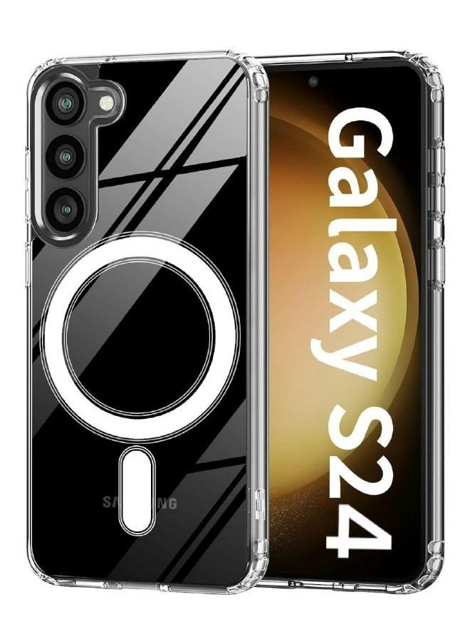 Generic - Samsung Galaxy S24, Magnetic Case, Compatible with MagSafe Wireless Charging, Anti-Scratch Bumper Cover (Clear), TPU - PC - Image 1