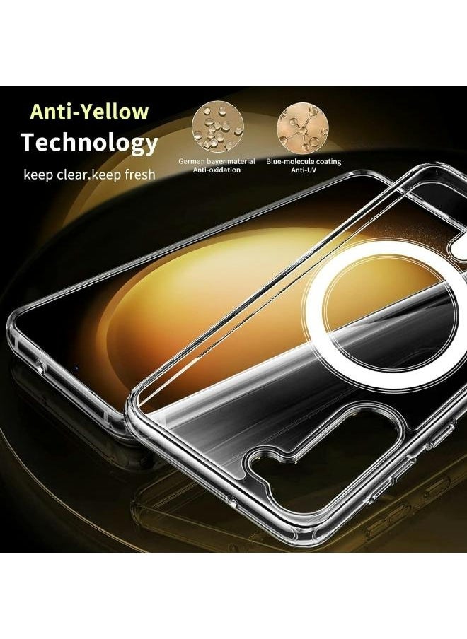 Generic - Samsung Galaxy S24, Magnetic Case, Compatible with MagSafe Wireless Charging, Anti-Scratch Bumper Cover (Clear), TPU - PC - Image 1