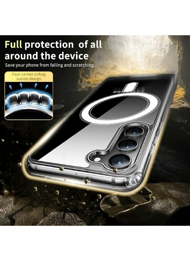 Generic - Samsung Galaxy S24, Magnetic Case, Compatible with MagSafe Wireless Charging, Anti-Scratch Bumper Cover (Clear), TPU - PC - Image 1