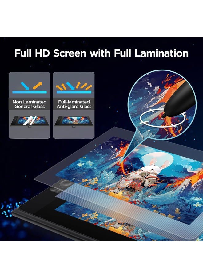 Ugee UE12 11.6 inch Drawing Tablet with Screen, Graphic Tablet with Full-Laminated Screen, 124% sRGB Color Gamut, Battery-Free Stylus & 8 Shortcut Keys, Drawing Pad Compatible with Windows/Mac/Android - Image 4