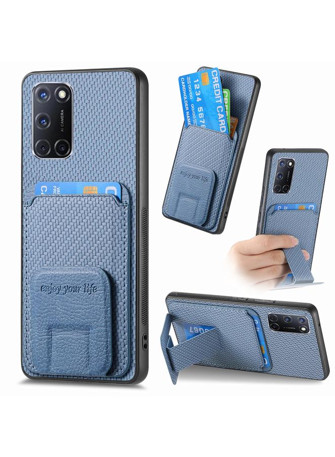 اس-توب جراب هاتف OPPO A52 / A72 / A92 مصنوع من ألياف الكربون وحقيبة بطاقات قابلة للطي - Image 1