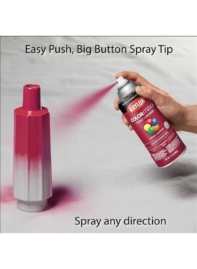 KRYLON Colormaxx Indoor and Outdoor Spray Paint and Primer Cherry Red 12oz K05511007 - Image 3