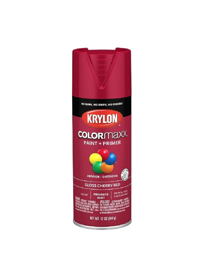 KRYLON Colormaxx Indoor and Outdoor Spray Paint and Primer Cherry Red 12oz K05511007 - Image 1
