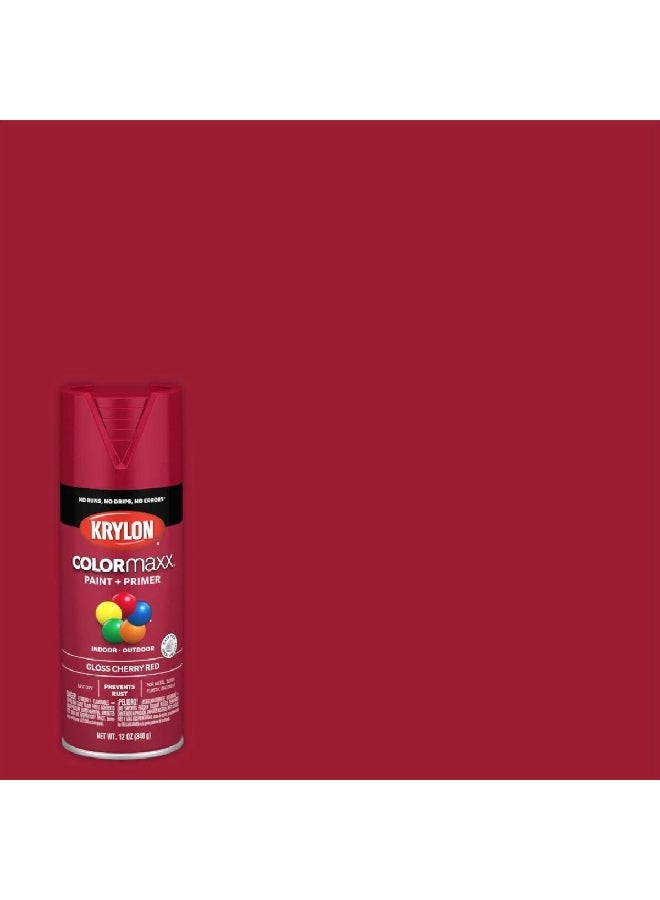 KRYLON Colormaxx Indoor and Outdoor Spray Paint and Primer Cherry Red 12oz K05511007 - Image 2