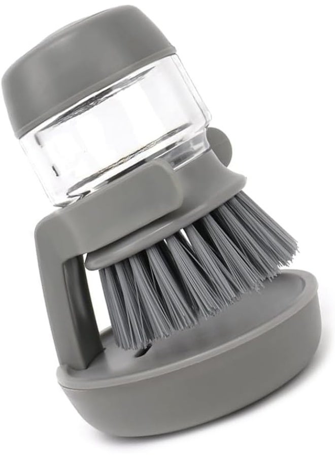 Dishwashing Brush, Soap Dispenser Dish Brush with Liquid Dispenser, with Holder and Drip Tray for Kitchen, Bathroom, Sink, Dishes and Utensils Cleaning (Grey)- 298 - Image 2