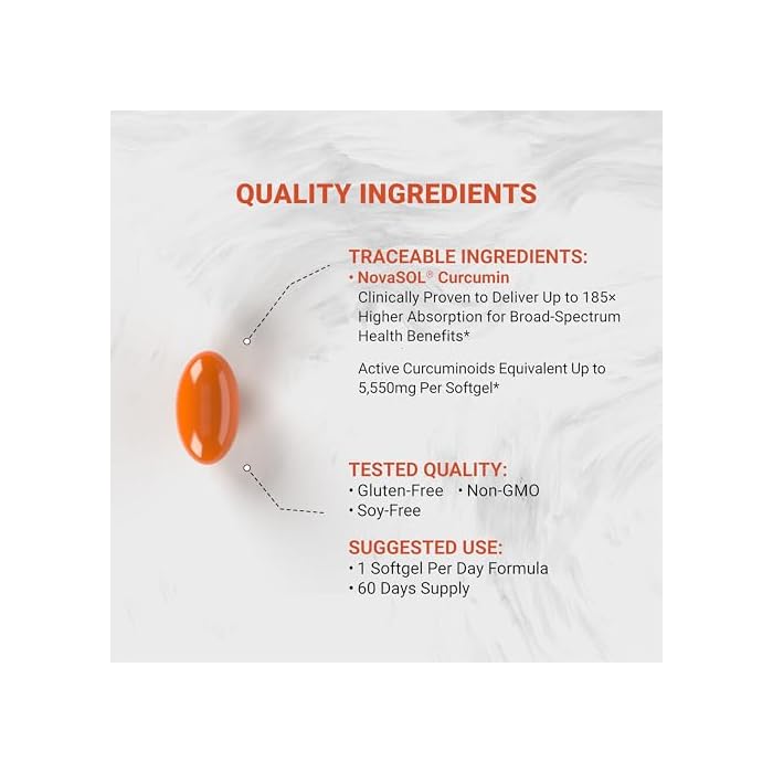 Naturalis NovaSOL Turmeric Curcumin (5,550mg Curcuminoids Equivalent Per Serving) - Clinical Proven with 185X Better Absorption | Antioxidant Support for Brain, Joint & Immune Health* | 60 Servings - Image 5