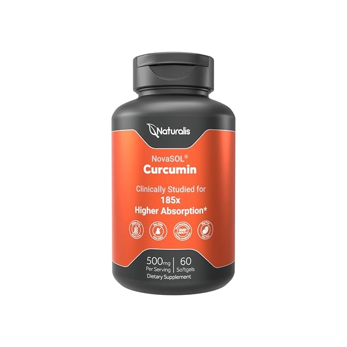 Naturalis NovaSOL Turmeric Curcumin (5,550mg Curcuminoids Equivalent Per Serving) - Clinical Proven with 185X Better Absorption | Antioxidant Support for Brain, Joint & Immune Health* | 60 Servings - Image 1