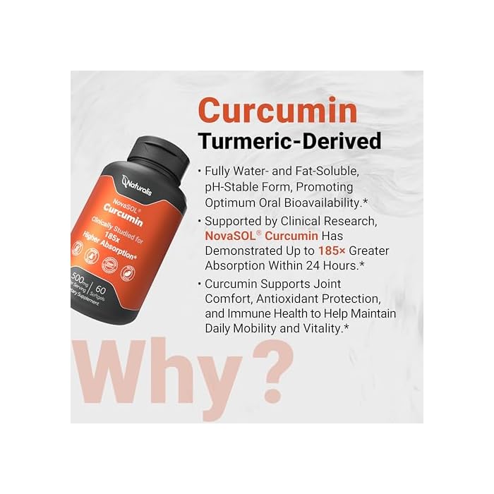 Naturalis NovaSOL Turmeric Curcumin (5,550mg Curcuminoids Equivalent Per Serving) - Clinical Proven with 185X Better Absorption | Antioxidant Support for Brain, Joint & Immune Health* | 60 Servings - Image 3