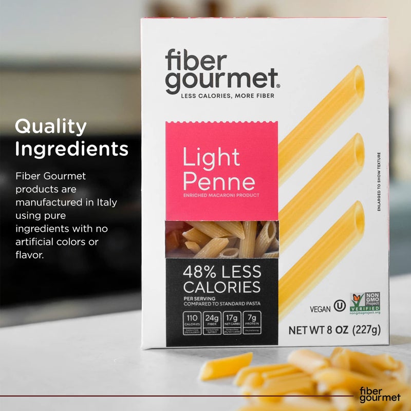 Fiber Gourmet Light Penne Low Net Carb Pasta - High Fiber, Keto Pasta with 48% Less Calories, 24g Fiber, Non-GMO, Made in Italy, Kosher Certified Healthy Alternative - 2 Pack - Image 2