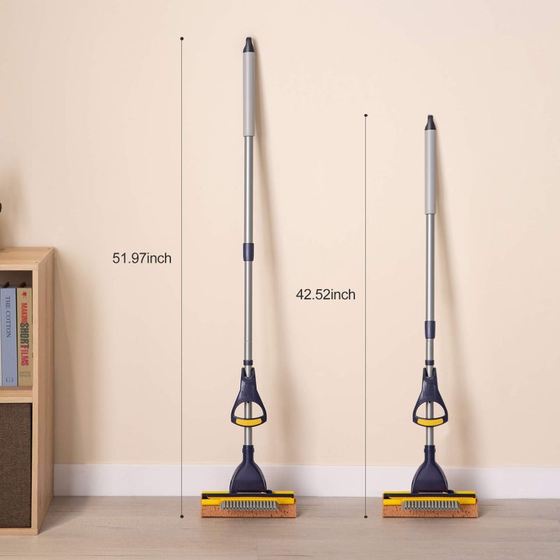 Yocada Sponge Mop Home Commercial Use Tile Floor Bathroom Garage Cleaning with Squeegee and Extendable Telescopic Long Handle 42-52 Inches Easily Dry Wringing - Image 4