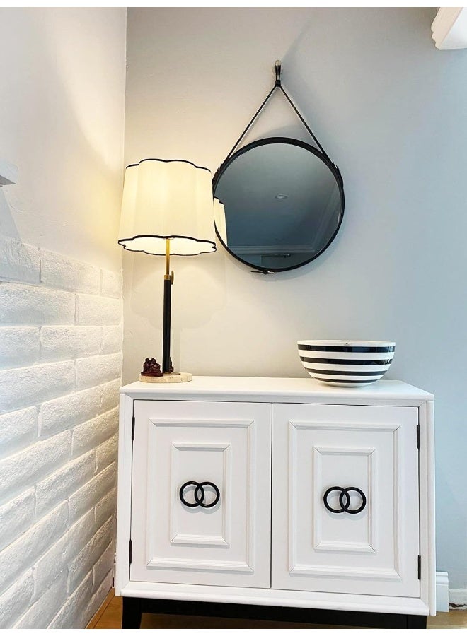 HofferRuffer Round Wall Mirror Decorative Mirror, Hanging Mirror with Hanging Strap Silver Hardware Hooker/Hanger (Black, 20'') - Image 3