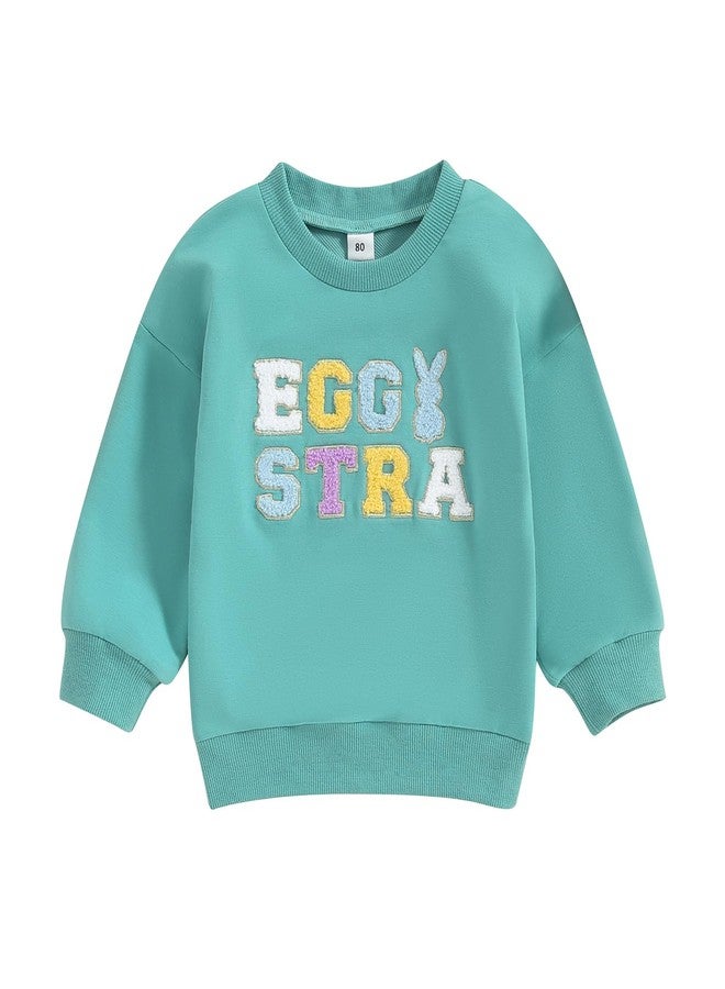 wybzd Toddler Boys Girls Easter Outfit Baby Kids Egg Star Crewneck Sweatshirt Oversize Pullover Bunny Shirt Holiday Clothes Blue Egg Star 6-12 Months - Image 1