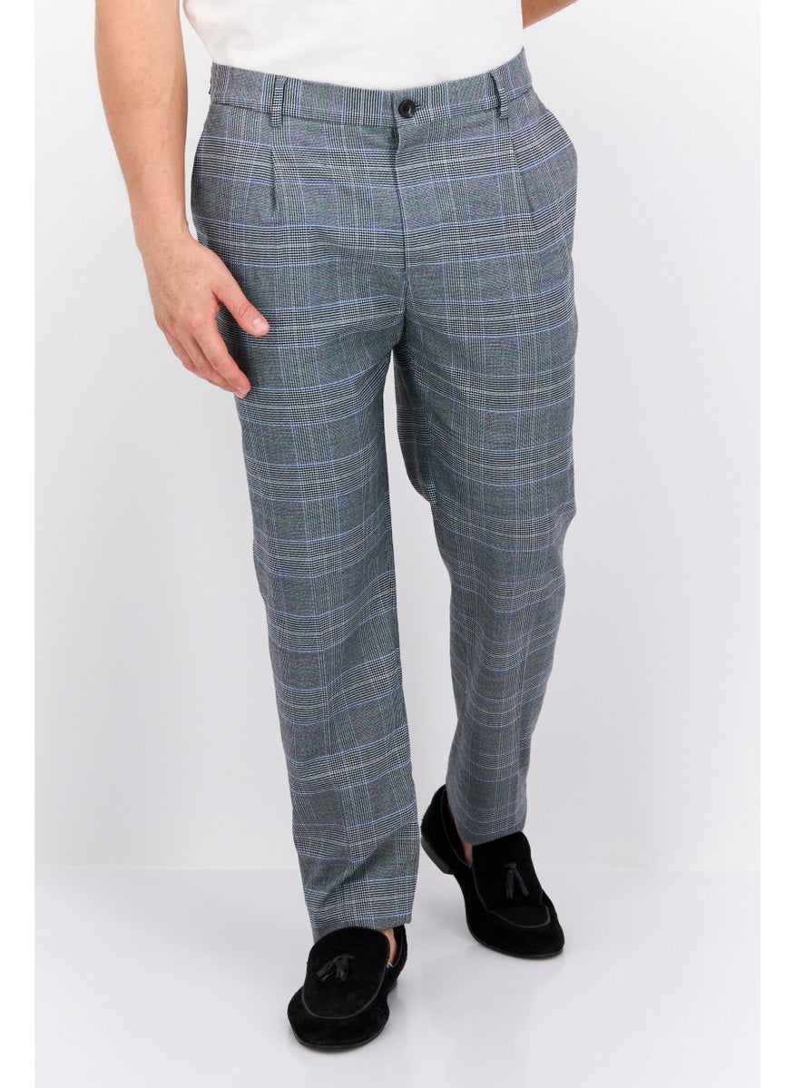 Scotch & Soda - Men Slim Fit Pleated Blake Chino Pants, Grey Combo - Image 1