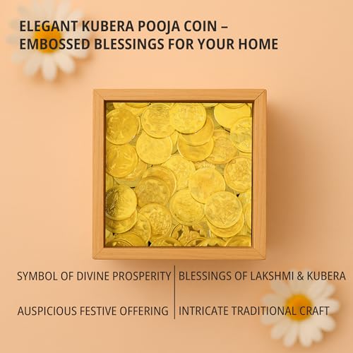 Putrika Brass Lakshmi Kubera Gold Coins|Kubera Pooja Coins for Wealth and Prosperity|Wealth Coins for Diwali|Dhanteras Coins|Home Temple|Vastu|Return Gift (5, Round) - Image 4