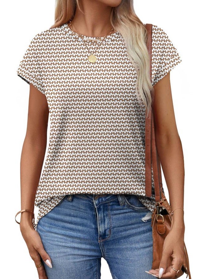 Alaroo Womens Summer Tops Short Sleeve Shirts Crew Neck Cute Trendy Tunic Blouses (S-3XL), Print 23, S - Image 3