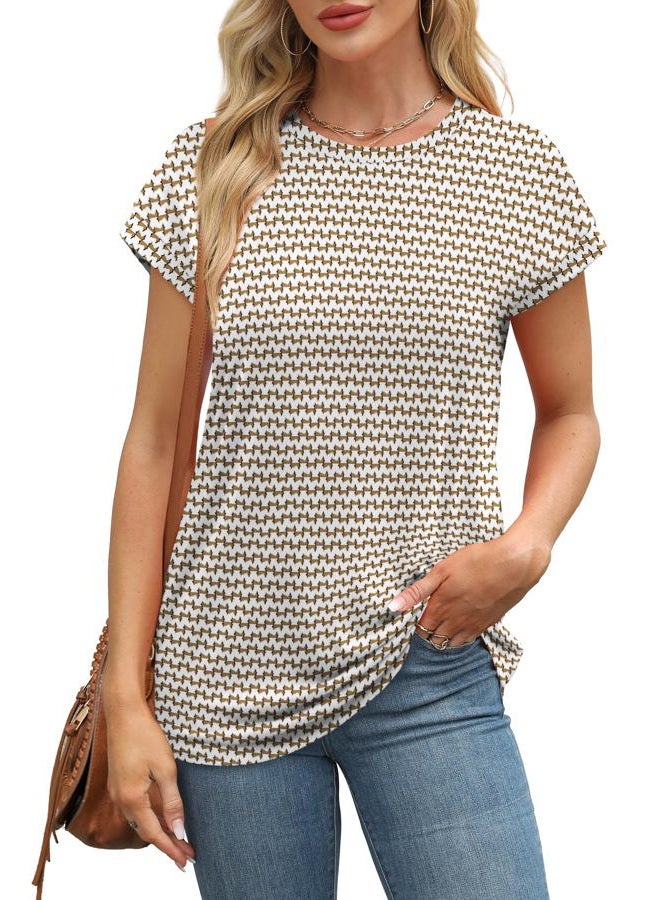 Alaroo Womens Summer Tops Short Sleeve Shirts Crew Neck Cute Trendy Tunic Blouses (S-3XL), Print 23, S - Image 2