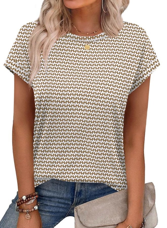 Alaroo Womens Summer Tops Short Sleeve Shirts Crew Neck Cute Trendy Tunic Blouses (S-3XL), Print 23, S - Image 1