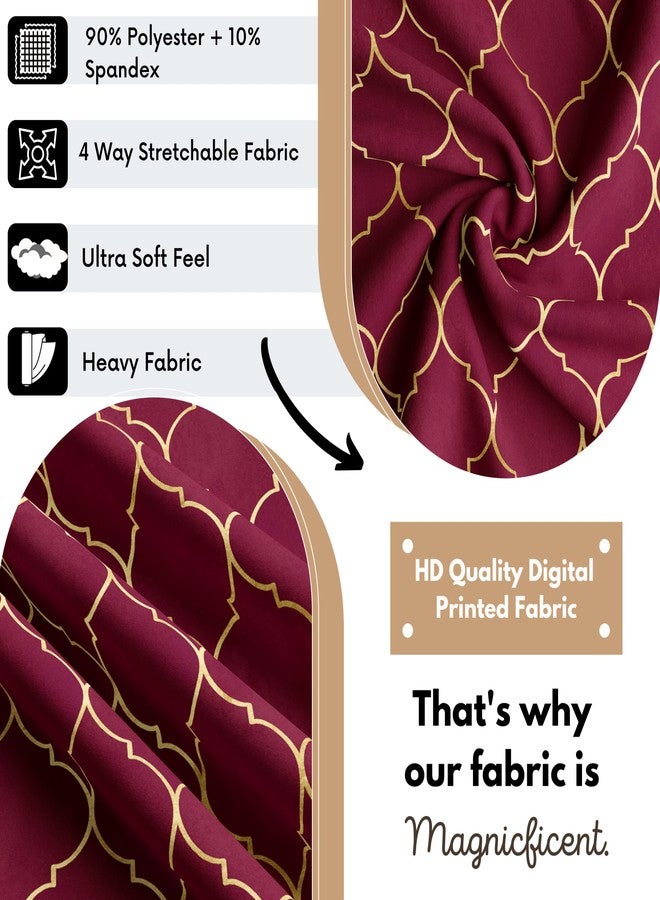 BRIDA® Stretchable Floral Geometric Printed Dining Chair Covers Set of 4 Seater Elastic Chair Seat Case Protector, Slipcovers (4 Chair Cover, Maroon Diamond),Polyester;Polyester Blend - Image 4