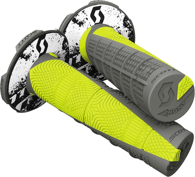 قبضات دراجة نارية سكوت ديويس 2 للطرق الوعرة رمادي/أصفر نيون مقاس واحد