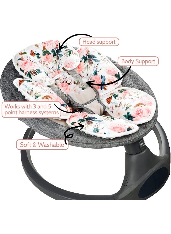DILIMI DILIMI Infant Car Seat Insert, 2-in-1 Carseat Head Support for Newborn, Soft Baby Head Support for Car Seat, Stroller, Bouncers, Pink Flower  - Image 5