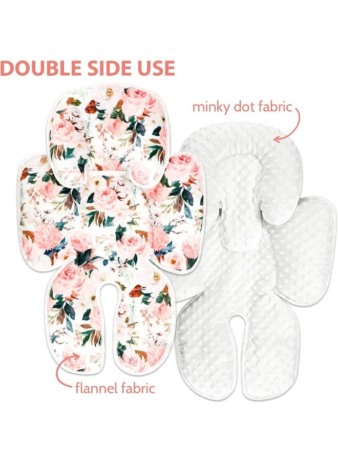 DILIMI DILIMI Infant Car Seat Insert, 2-in-1 Carseat Head Support for Newborn, Soft Baby Head Support for Car Seat, Stroller, Bouncers, Pink Flower  - Image 2