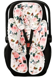 DILIMI DILIMI Infant Car Seat Insert, 2-in-1 Carseat Head Support for Newborn, Soft Baby Head Support for Car Seat, Stroller, Bouncers, Pink Flower  - Image 1