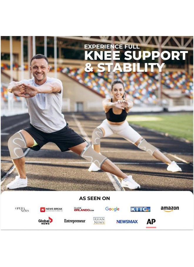 Modvel 2 Pack Knee Brace for Women & Men - Workout Knees Compression Sleeve for Knee Pain Relief Joint Support for ACL, Arthritis, Meniscus Tear Knees Brace for Sports, Rodilleras para Gym Fitness  - Image 2