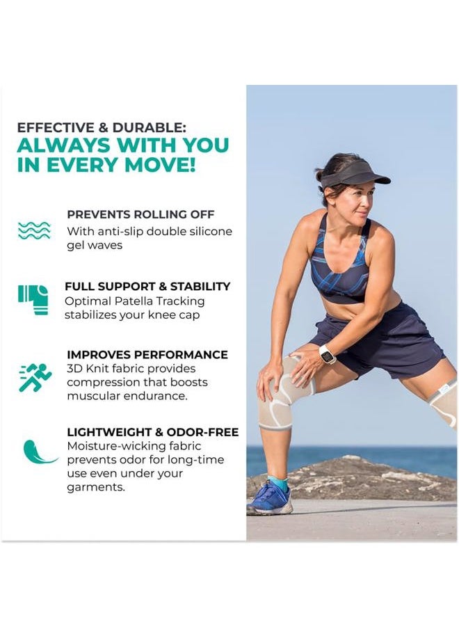 Modvel 2 Pack Knee Brace for Women & Men - Workout Knees Compression Sleeve for Knee Pain Relief Joint Support for ACL, Arthritis, Meniscus Tear Knees Brace for Sports, Rodilleras para Gym Fitness  - Image 4