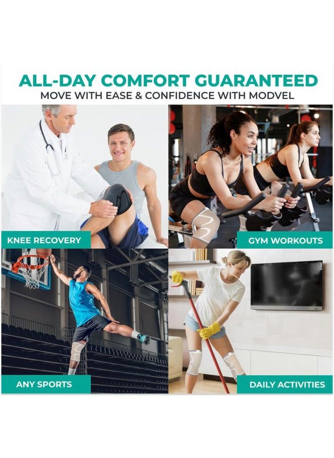 Modvel 2 Pack Knee Brace for Women & Men - Workout Knees Compression Sleeve for Knee Pain Relief Joint Support for ACL, Arthritis, Meniscus Tear Knees Brace for Sports, Rodilleras para Gym Fitness  - Image 5