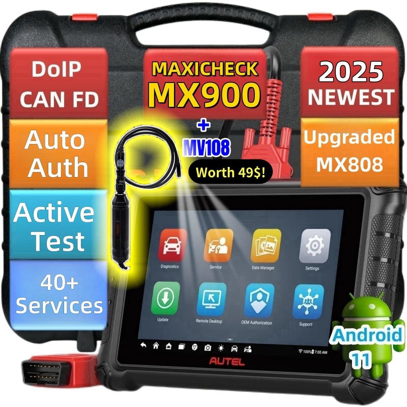 Autel MaxiCheck MX900 Obd2 Scanner with MV108 Worth 49 All System Diagnostic Scan Tool with 40 Reset Services FCA Auto auth Active Tests WiFi Print Upgrade of autel MX808 MD808 MK808 S PRO